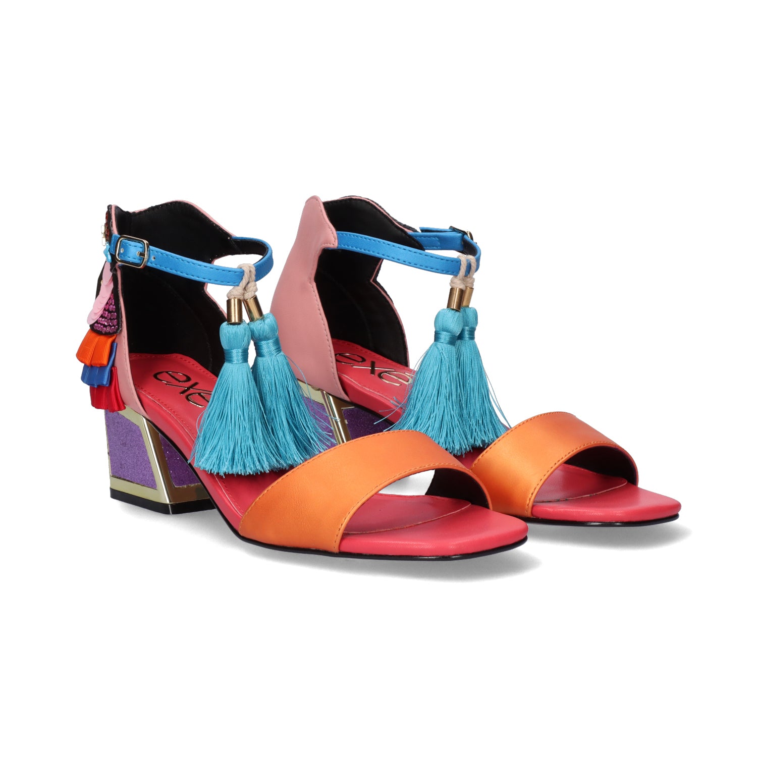 ZAPATOS BLOQUE DE TACON LUISA-210 ROSA NARANJA